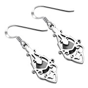 Abalone Shell Drop Silver Earrings, e425